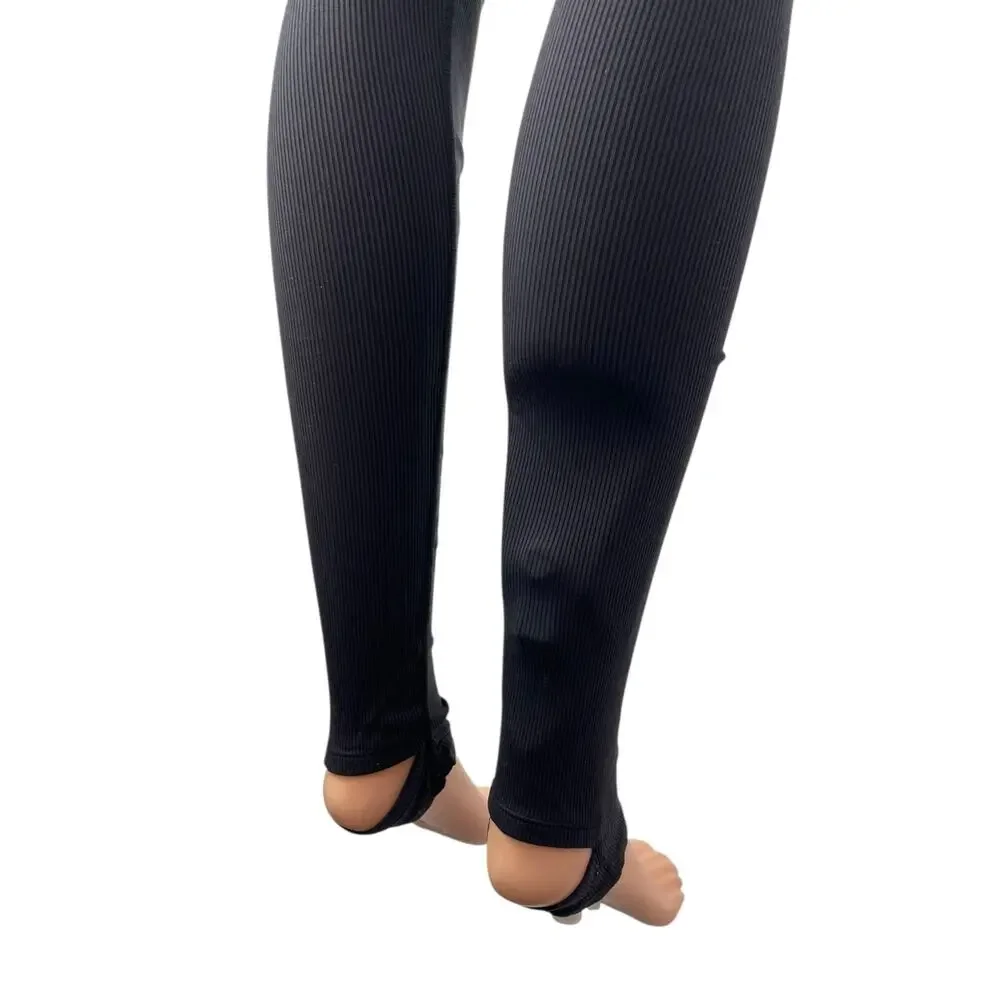 Alo Womens Black Sports Athletic Activewear Thigh High Compression Stockings M/L